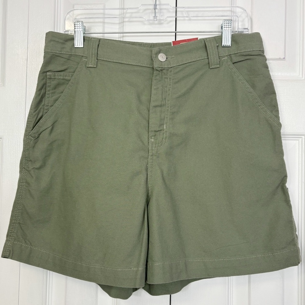 NWT Vintage Faded Glory Moss Green High-Rise Carpenter Jean Shorts 14